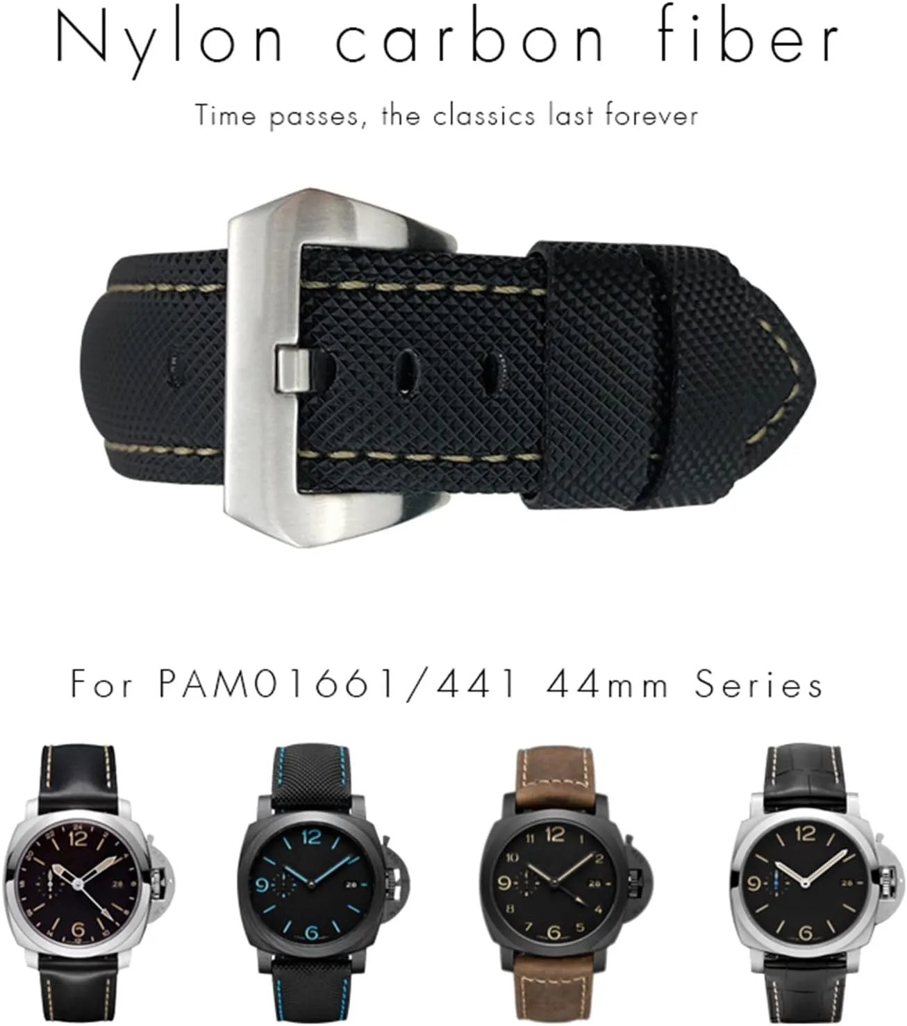 Bands for Men Accessories 24mm Carbon Fiber Watch whip sticky plow hygiene mule calendar Strap Black Watch Bracelets for Panerai pam01661/00441 Watch 