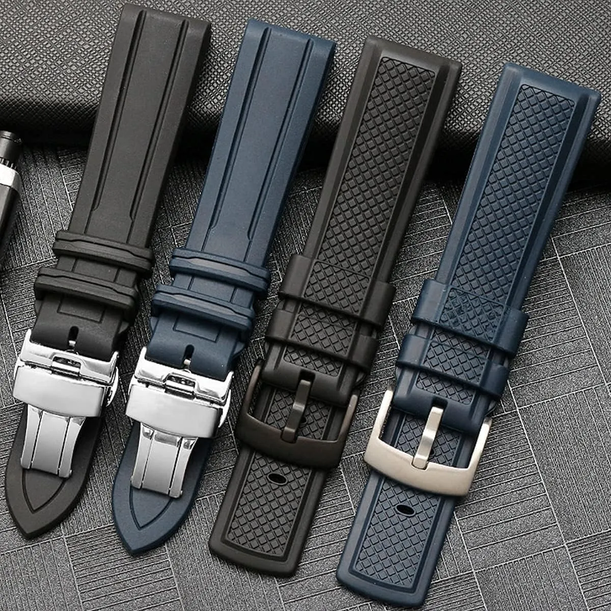 Bands for Men & Women- opportunistic vary variability passive Replacement Waterproof Rubber Watchband Suitable for Sports & Dive Watches Eddison FKM Rubber Watch Bands-Watch 