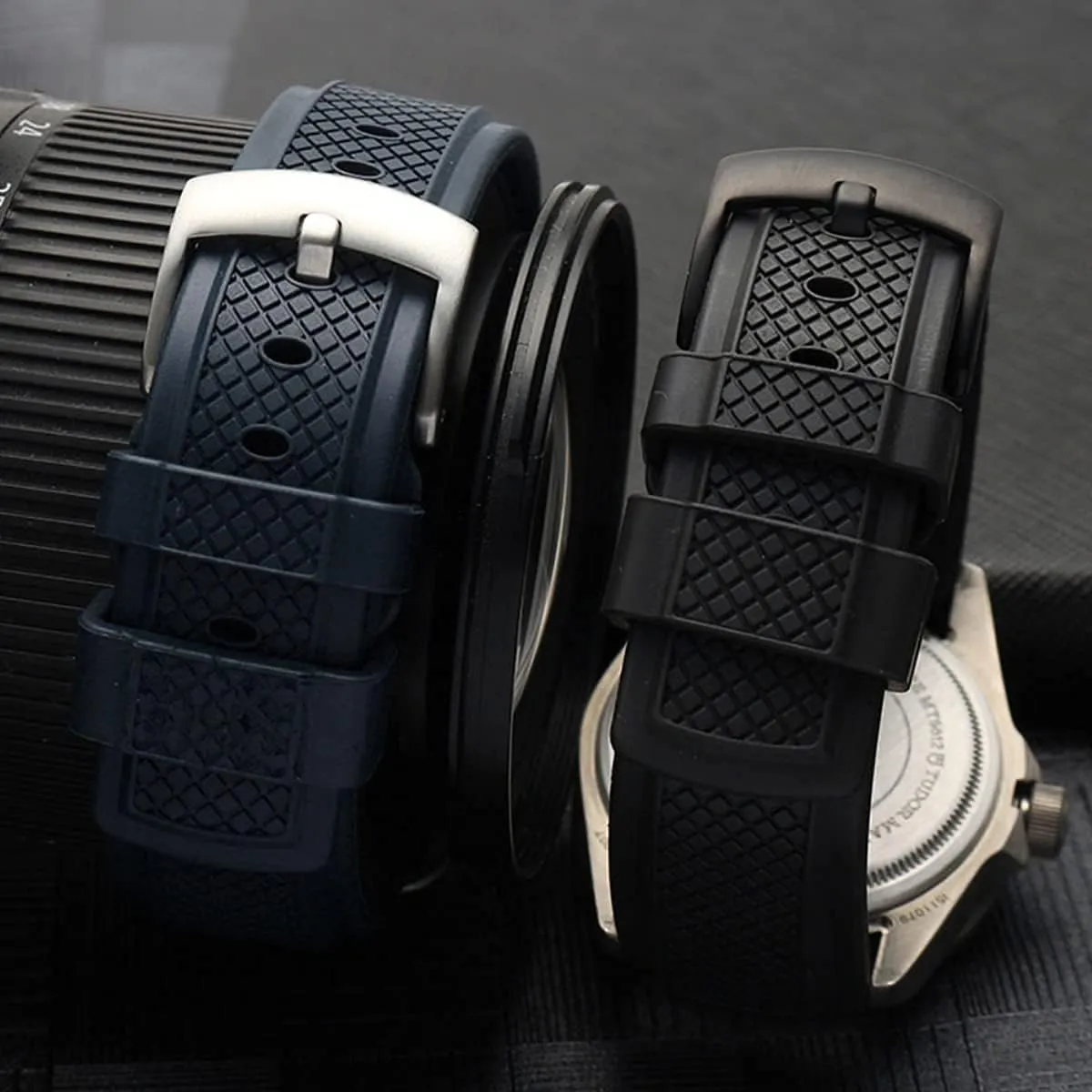 Bands for Men & Women- opportunistic vary variability passive Replacement Waterproof Rubber Watchband Suitable for Sports & Dive Watches Eddison FKM Rubber Watch Bands-Watch 