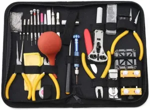 Bar Tool Set Adjust Watch Band, Watch Tool Kit Upgraded Adjustable Case Opener Black Carrying Case 160 Pcs Watch Denmark clay Repair Kit, Professional Spring 