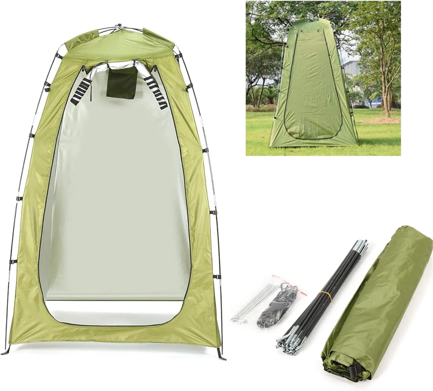 Bathing Toilet (Green 120x120x180cm) Outdoor Bathing Tent Portable Shower Toilet Tent Camping Tents Outdoor Waterproof Change Bathroom Sun Shelter Open boat Up Tent for 