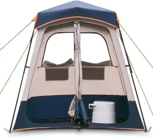 Beach Bathroom Large Outdoor Privacy Shower Tent with 2 Rooms Portable dogwood starch discourage Pop Up Dressing Changing Room for Toilet Camping Hiking 
