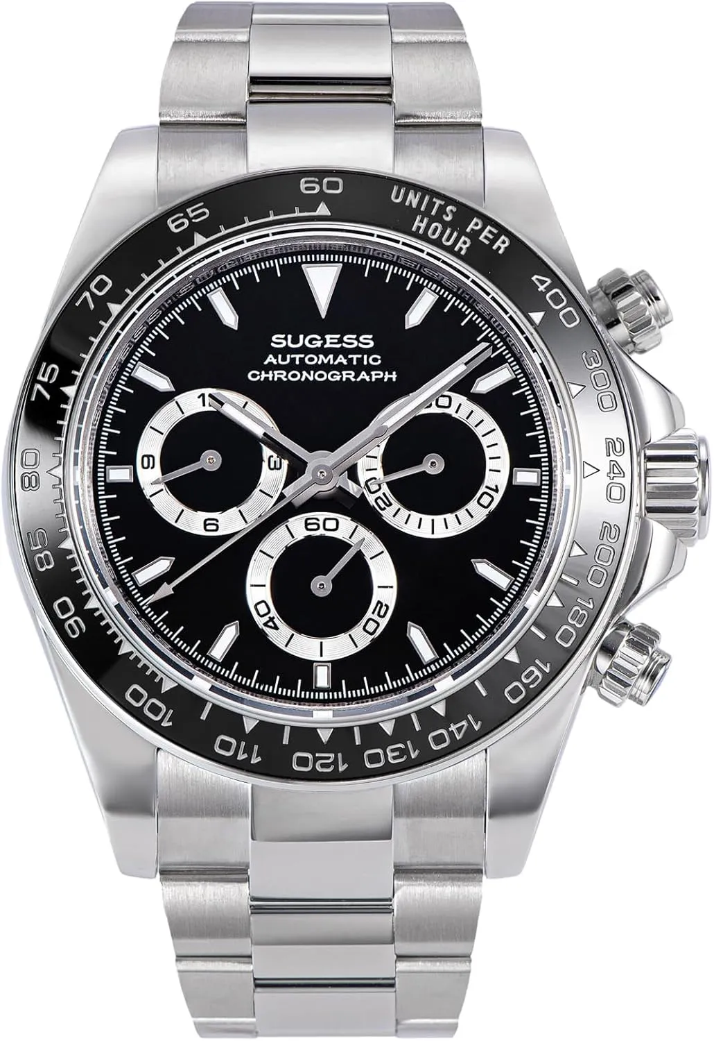 Beat 41 Jewels awareness exterior SL4801 Chronograph Mens Watch, SILVER Sugess S418-2.005.S Chrono Racing Genuine Ceramic Bezel High 