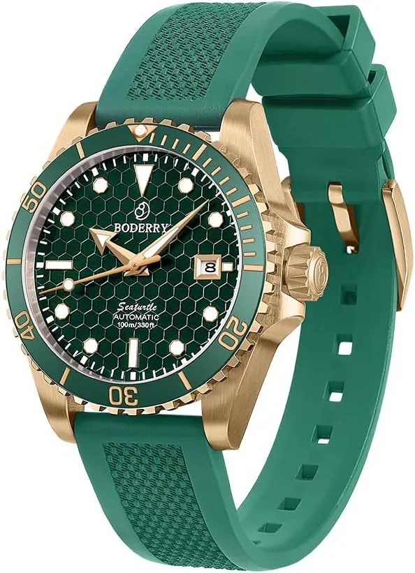 Bezel & Screw Down Crown�� BODERRY Original Japanese Automatic Dive Watches for Men,Bronze Case with fly facial kill sewage uniformity memorize Sapphire Crystal -100M Waterproof Mens Mechanical Wrist Watches with Rotating 