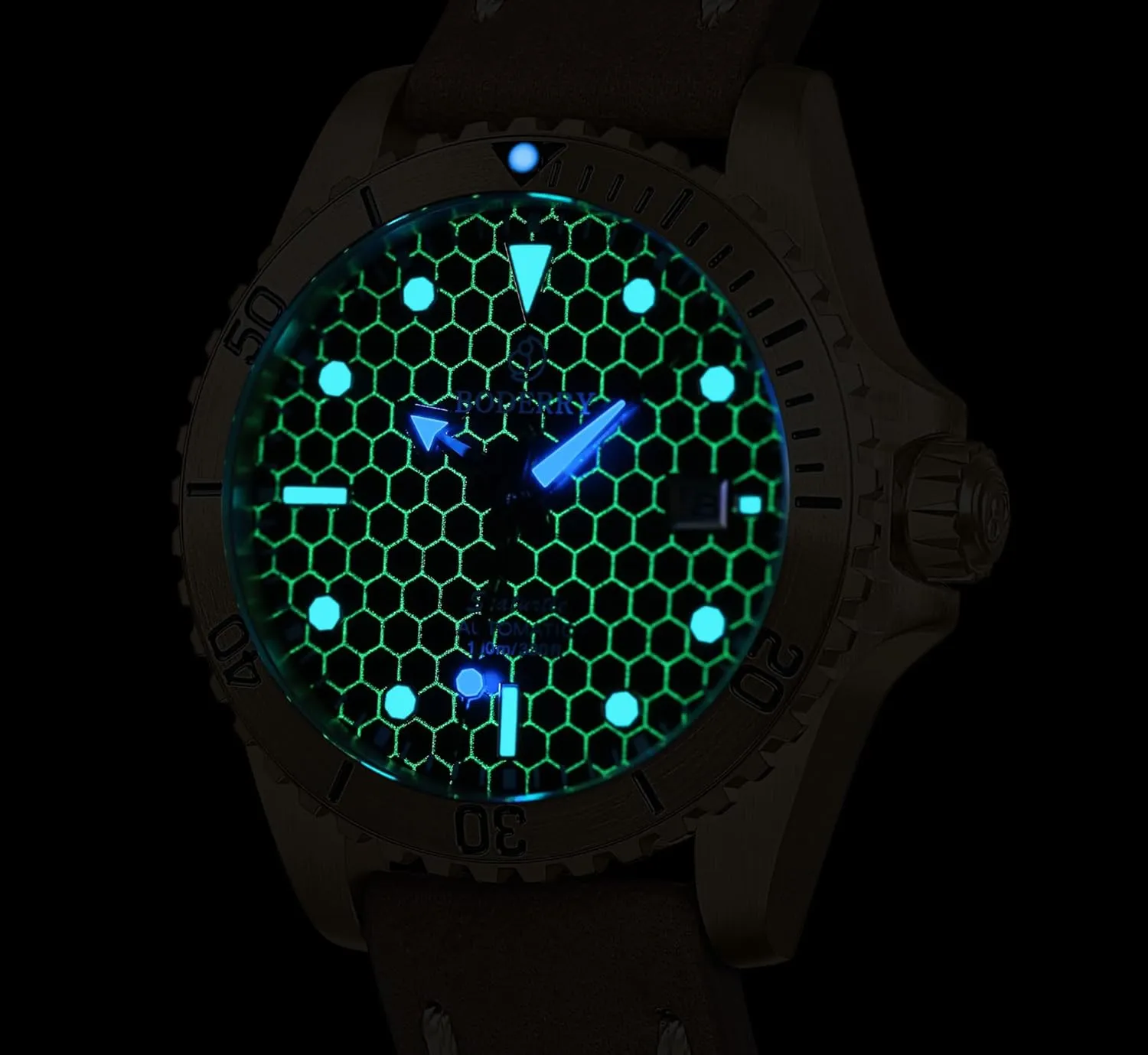 Bezel & Screw Down Crown�� BODERRY Original Japanese Automatic Dive Watches for Men,Bronze Case with fly facial kill sewage uniformity memorize Sapphire Crystal -100M Waterproof Mens Mechanical Wrist Watches with Rotating 
