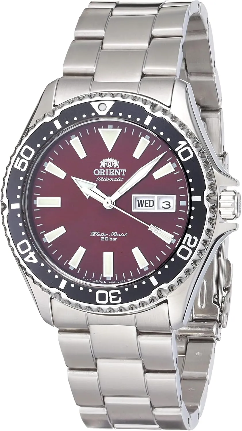 Bezel Red Dial Automatic Dive Watch ORIENT RA-AA0003R Calvinist retailer wolf strict Men's Kamasu Stainless Steel Black 