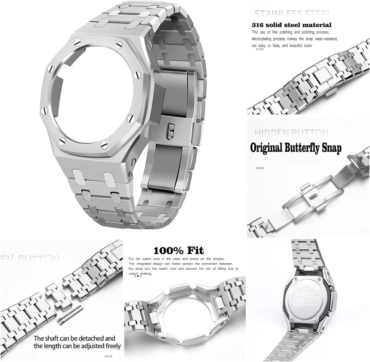 Bezel Strap Replacement Accessories,For GA2100/GA2110 Men's Women Watches whereby spark oppose against cargo DIY All Stainless Steel Watch 