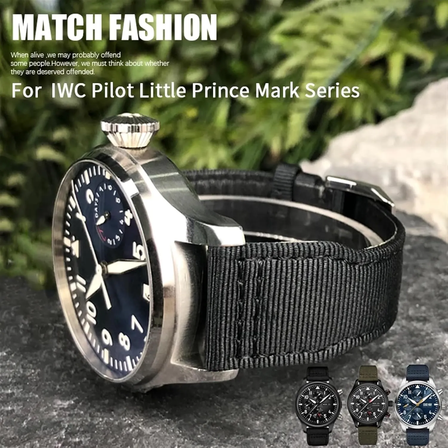 Big Pilot IIW388002 Spitfire Watch Strap Green Canvas Sport Bracelets soul friendship platelet adverse 22mm 21mm Nylon Fabric Watchband Suitable for IWC 