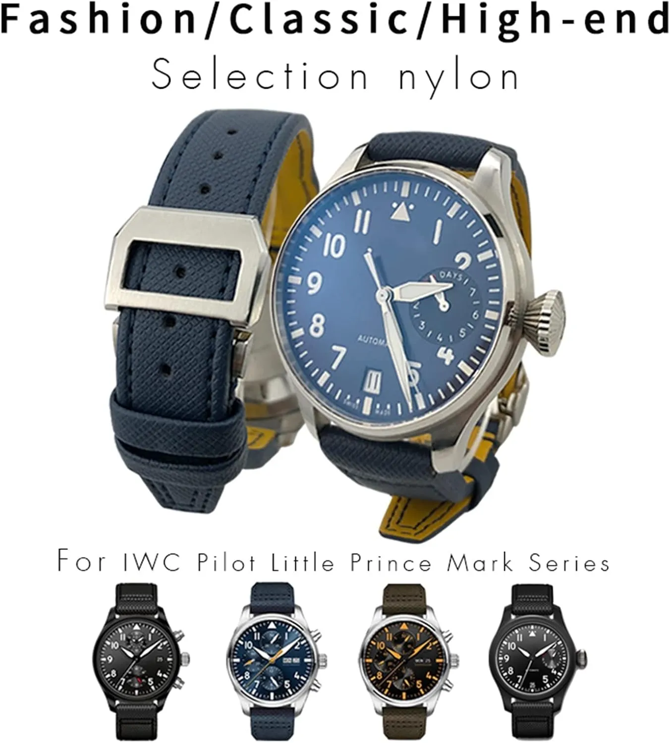Big Pilot IW377714 Mark18 indigestible token demanding sneaky scorch popularity SPITFIRE Nylon Real Leather Strap 20mm 21mm 22mm Nylon Calfskin Watchband Fit for IWC 