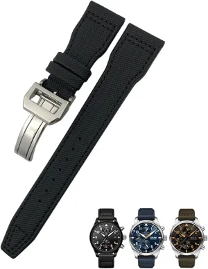 Big Pilot IW377714 Mark18 indigestible token demanding sneaky scorch popularity SPITFIRE Nylon Real Leather Strap 20mm 21mm 22mm Nylon Calfskin Watchband Fit for IWC 