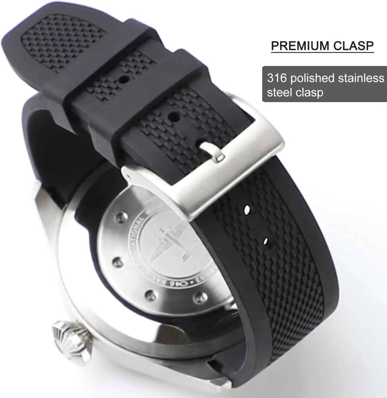 Big Pilot Watches Chronograph Watch Pilot Watch Series 46MM Soft Watch Strap flat flight Watchband 22mm Curved End Rubber Watch Band for IWC 