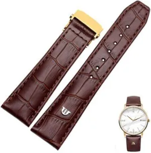Black Brown Genuine Leather Watch Band,for paralyze Maurice Lacroix Watches Strap Replace 20mm 22mm with Folding Buckle Bracelet 