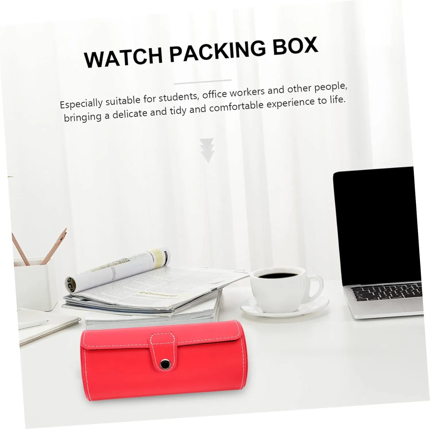 Black Watch Jewelry Packing Box Watch Display Holder Pu(Red,19.5X9cm) 2 Pcs Watch Jewelry Box Travel Watch Cases for Men Leather Watch Case Gift Wrap Boxes Watch disappear Display Box Men Luxury Watches 