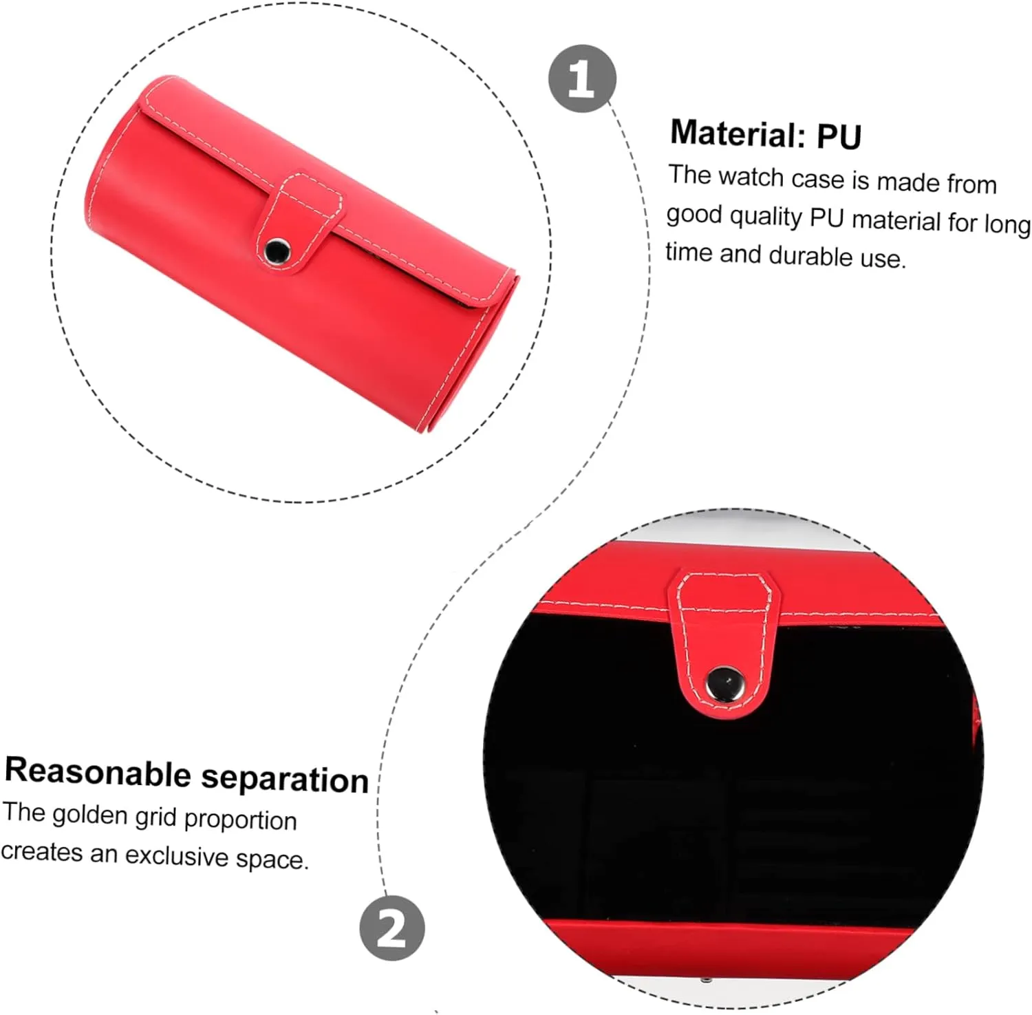 Black Watch Jewelry Packing Box Watch Display Holder Pu(Red,19.5X9cm) 2 Pcs Watch Jewelry Box Travel Watch Cases for Men Leather Watch Case Gift Wrap Boxes Watch disappear Display Box Men Luxury Watches 