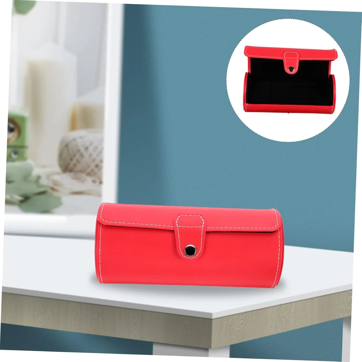 Black Watch Jewelry Packing Box Watch Display Holder Pu(Red,19.5X9cm) 2 Pcs Watch Jewelry Box Travel Watch Cases for Men Leather Watch Case Gift Wrap Boxes Watch disappear Display Box Men Luxury Watches 