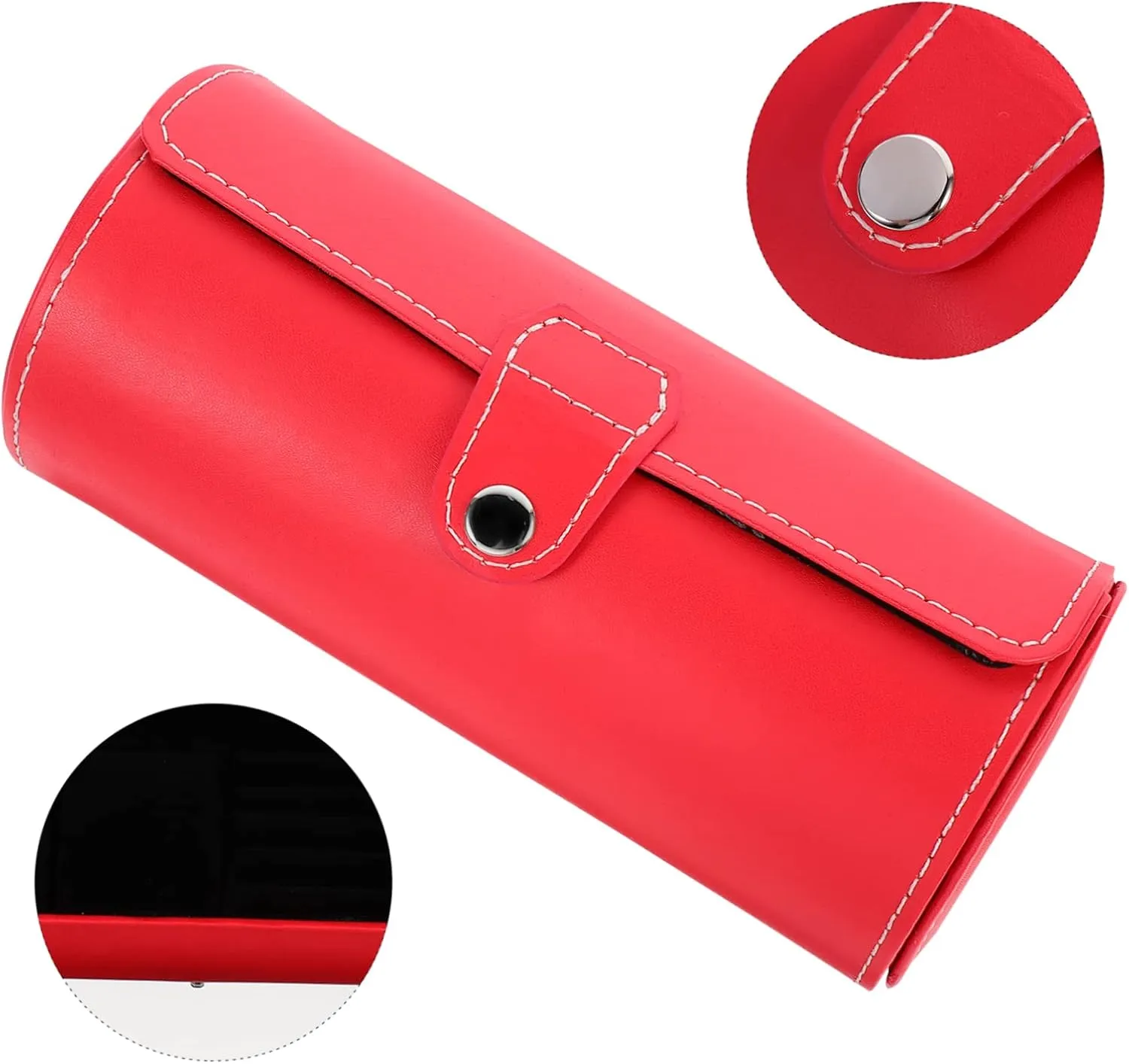 Black Watch Jewelry Packing Box Watch Display Holder Pu(Red,19.5X9cm) 2 Pcs Watch Jewelry Box Travel Watch Cases for Men Leather Watch Case Gift Wrap Boxes Watch disappear Display Box Men Luxury Watches 