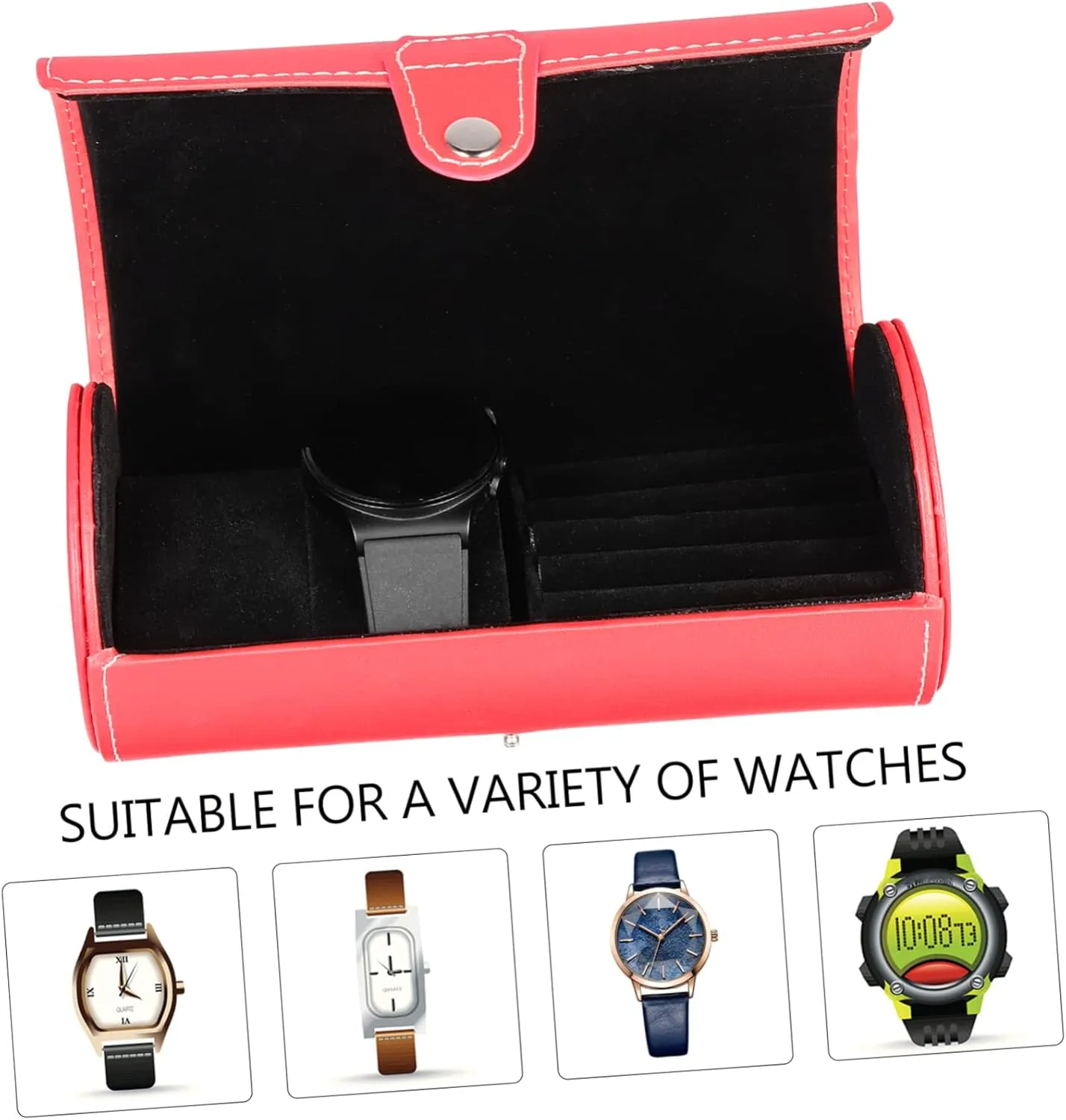 Black Watch Jewelry Packing Box Watch Display Holder Pu(Red,19.5X9cm) 2 Pcs Watch Jewelry Box Travel Watch Cases for Men Leather Watch Case Gift Wrap Boxes Watch disappear Display Box Men Luxury Watches 