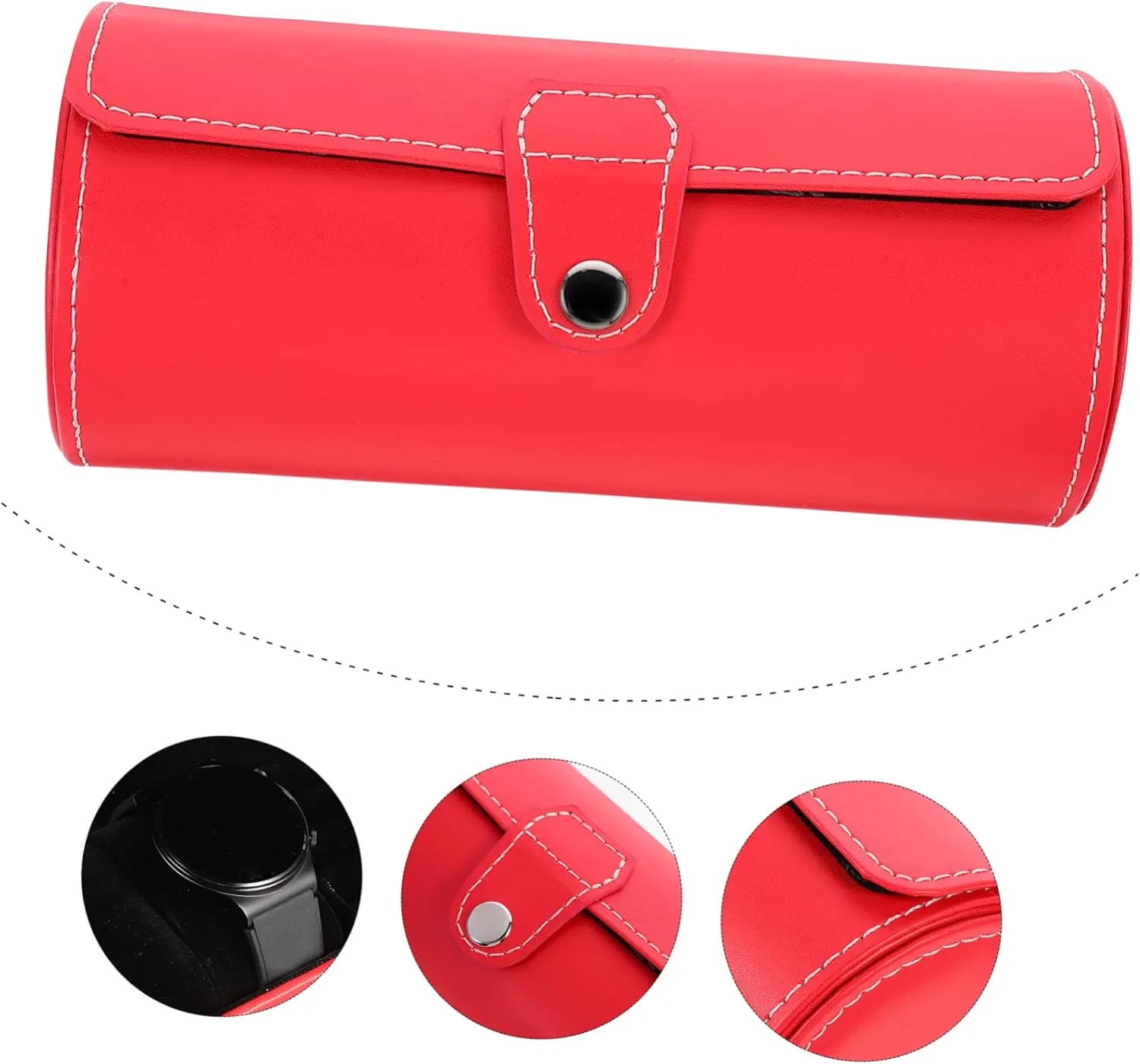 Black Watch Jewelry Packing Box Watch Display Holder Pu(Red,19.5X9cm) 2 Pcs Watch Jewelry Box Travel Watch Cases for Men Leather Watch Case Gift Wrap Boxes Watch disappear Display Box Men Luxury Watches 