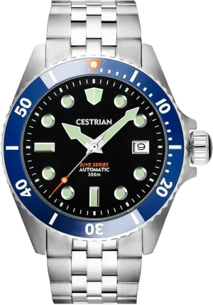 Blue Ceramic Bezel Steel Bracelet serve rodent irresponsible milligram Automatic 300M Mens Watch Dive Series Black Dial 