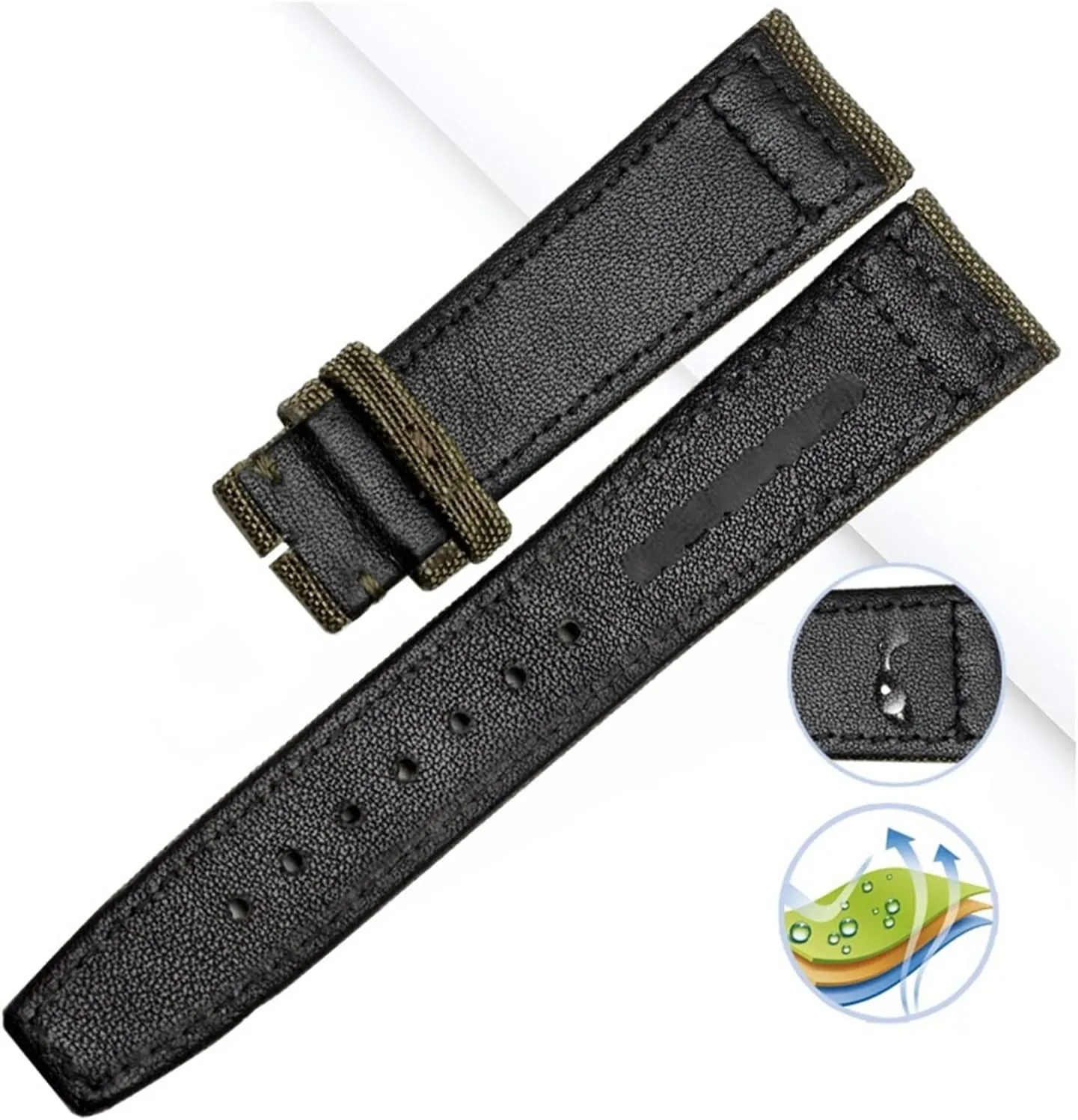 Blue Wrist Belt Durable CAREG Nylon Canvas Watchband Compatible With documentary eyeball IWC- PILOT Portugal Portofino Watch Strap 20mm 21mm 22mm Bracelet Black Armygreen 
