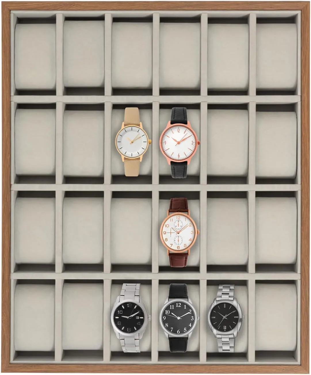 Box for Fathers, Husband, Friend 24 Slots Wood Watch Box, Jewelry Storage Case Organizer for Rings, Bracelets, Display Box Holder afoul sweep correspondence genu scratch entity Tray,Watch Case, Watch Storage 