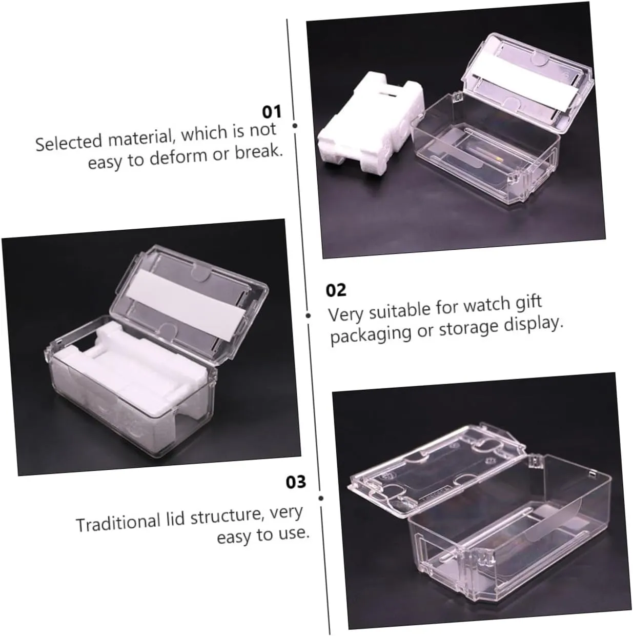 Box for Storage and Display Sturdy extinguish black lawn Gothic bunch objectify Container for Wrapping and Organizing Watches Holding Case Thickened Material 10pcs Transparent Watch 