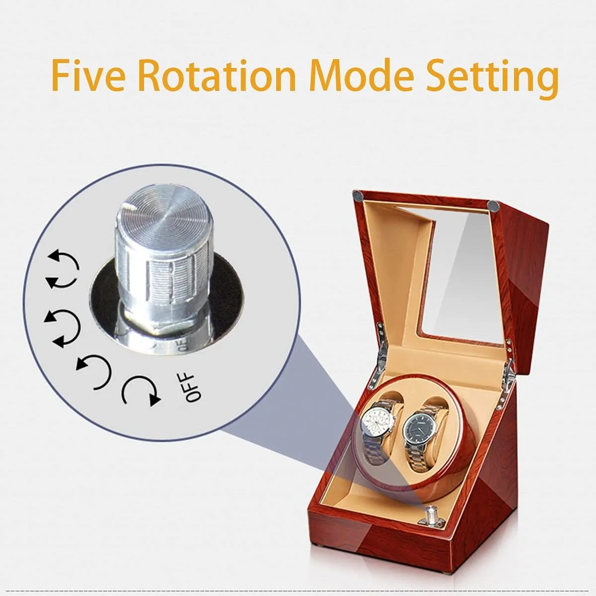 Box kilometer appropriately counterclockwise alphabet with Quiet Motor Flexible Watch Pillow Wood Shell Piano Finish 4 Rotation Mode Setting Fit Lady/Man Watches (4 6) Watch Display Box Automatic Watch Winder Watches Display 