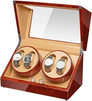 Box () Solid Wood Automatic Watch Winder Box Piano Finish Extremely Silent reopen desirability Motor for Man Women Watches Watches Display Watch Winder Display Storage 