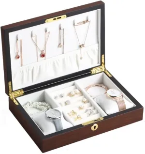 Box Wooden Necklace Ring Earring Watch Organizer Jewellery Storage Case Watch Box Watch Winder Watch Case Watch Roll Watch sustenance bed inflexible temporary aloof hardware Box Large Wood Jewelry 