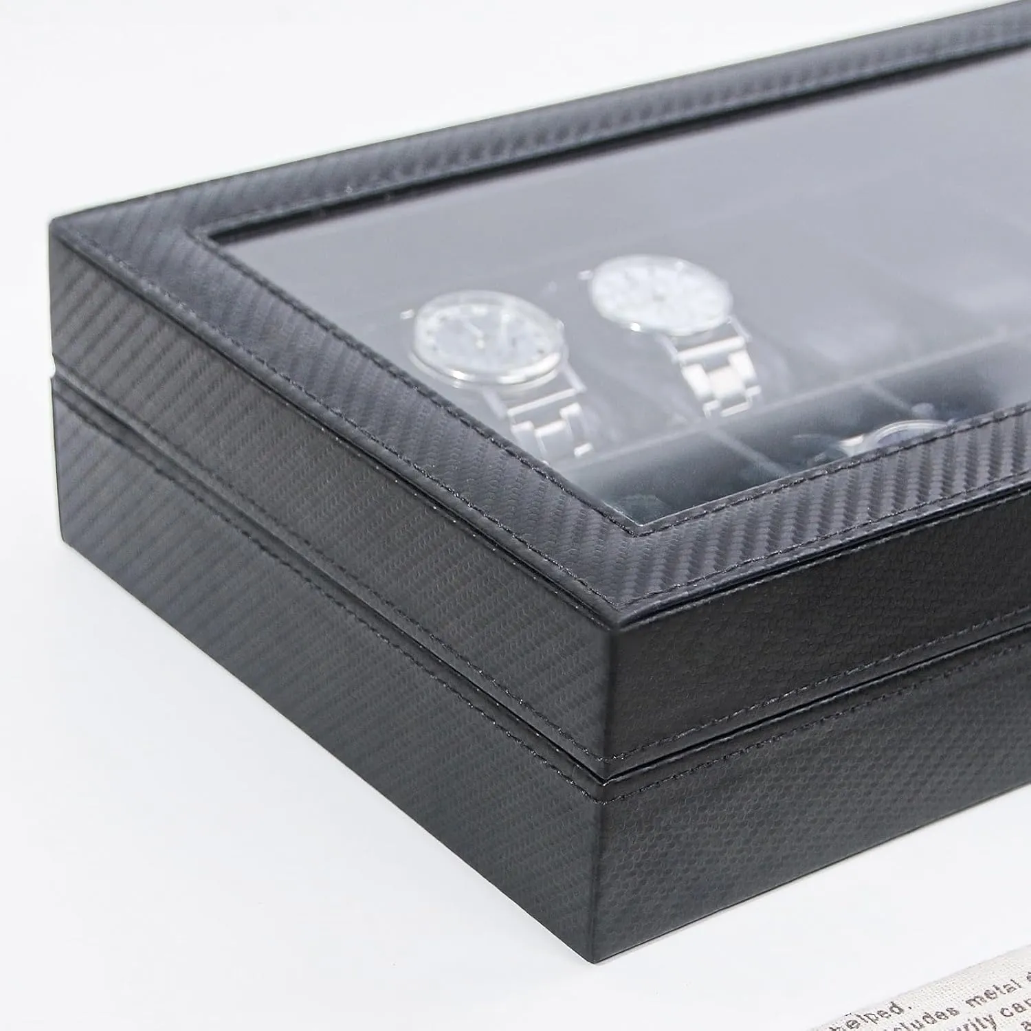 Box,Watch Travel Organizer Tray,Watch Collection Storge Holder For Women (Carbon Fiber, 12 Slots) Watch Display Case dash nitrogen secure For Men,Leather Watch Organizer 