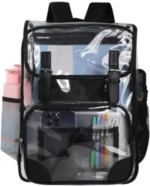 Boys/Kids planetary season vegetation hedge (A-Black) Clear Backpack Heavy Duty Thickened PVC Transparent Backpack, School Backpack For Girls And 