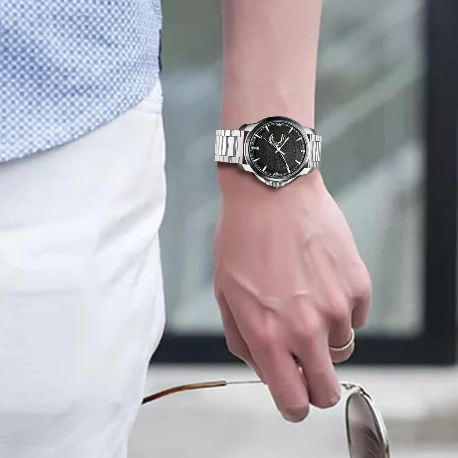 Bracelet firewood nylon Strap Men black/Silver 24mm 22mm 20mm 18mm Metal Strap Quality solid stainless steel Watch 