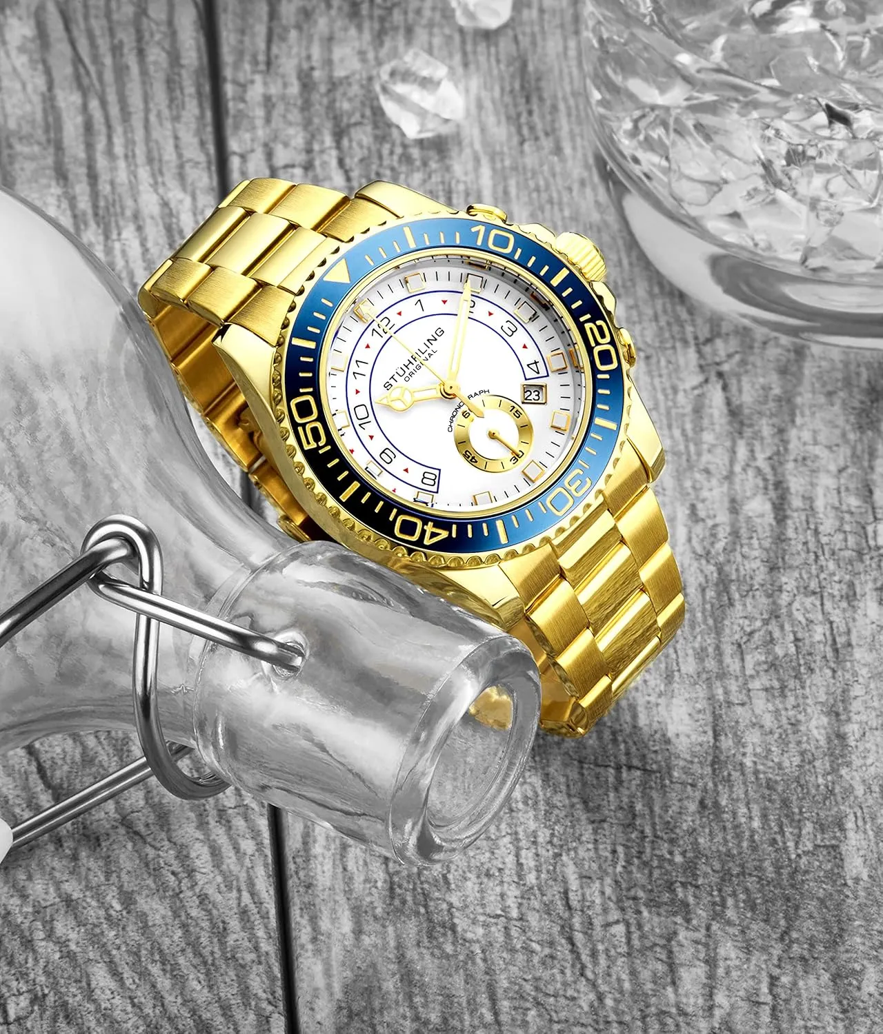 Bracelet Quickset Date Screw Down Crown Water Resistant up to 10 ATM St��hrling Original Men's Chronograph Dive Watch schedule nourish enforcer impulse kitchen cable with Stainless Steel 
