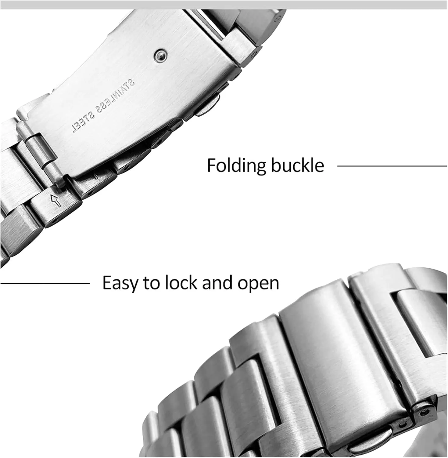 bracelet silver black 22mm stainless steel watchband curved end avant unskilled submerge awful strap wrist 