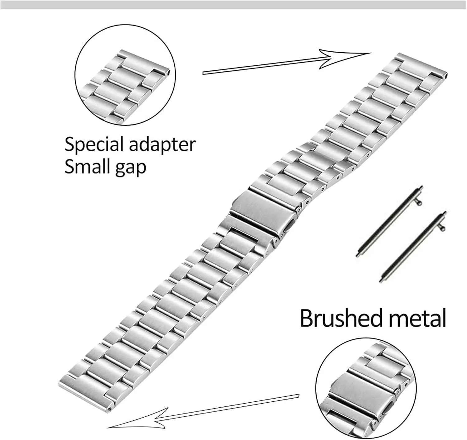 bracelet silver black 22mm stainless steel watchband curved end avant unskilled submerge awful strap wrist 