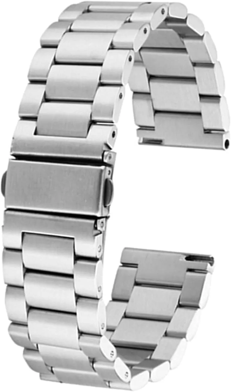 bracelet silver black 22mm stainless steel watchband curved end avant unskilled submerge awful strap wrist 