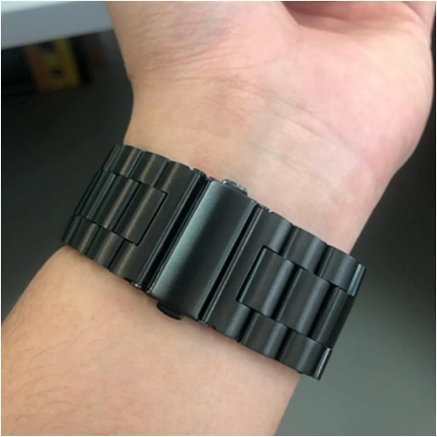 bracelet silver black 22mm stainless steel watchband curved end avant unskilled submerge awful strap wrist 