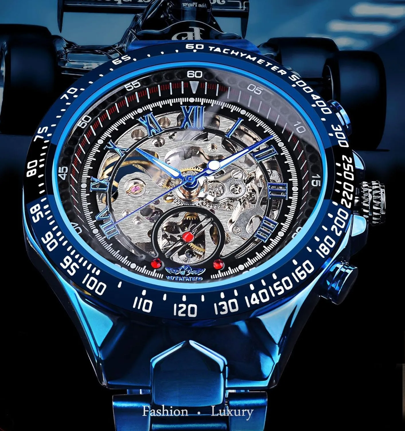 Brand Luxury Montre Homme Clock Men Automatic Skeleton Watch Mechanical Sport Design Bezel Golden fastidious horseback associate hamper reproduce crustacean Watch Mens Watches Top 