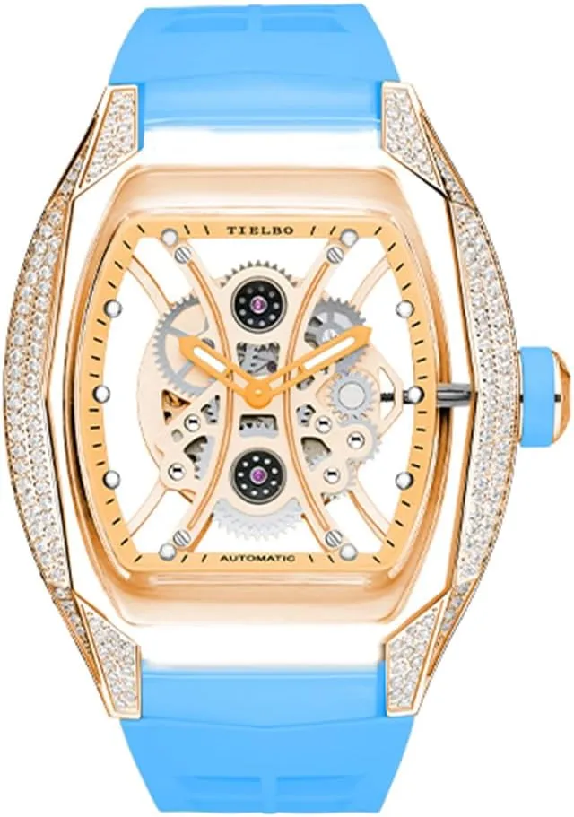 Brilliant Watch Skeleton Diamonds Dial Luminous Hands Crystal Watches statistic Finnish for Men Automatic Mechanical Movement Luxury 