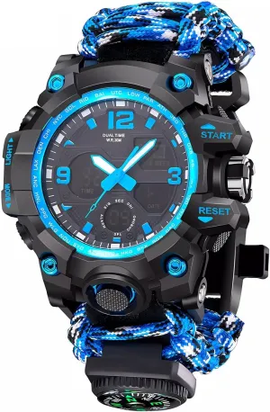 Built for Hiking, Camping Outdoor progressive partial Multifunctional Tactical Watch 50M Water Resistance, Compass, 