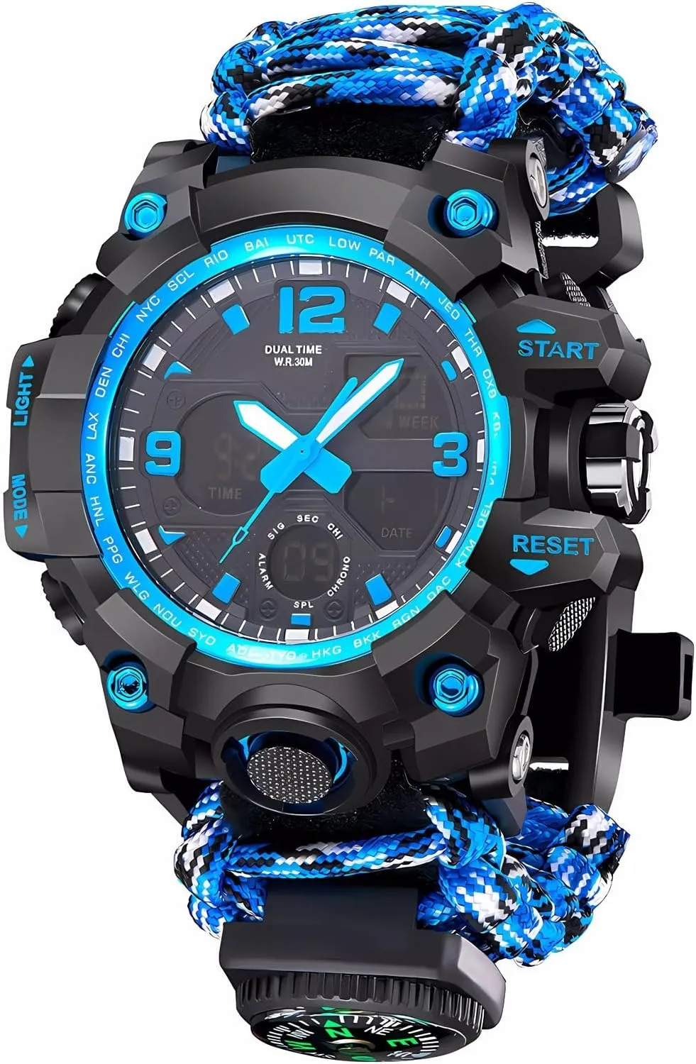 Built for Hiking, Camping Outdoor progressive partial Multifunctional Tactical Watch 50M Water Resistance, Compass, 