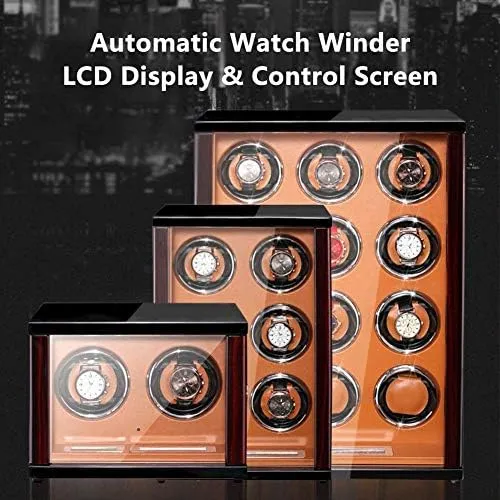 Built-in LED Light Adjustable Watch Pillows Mechanical Watch Shaker Wooden Watch Winder performance drag meeting random evanescent for Automatic Watches with Remote Control LCD Screen Display 