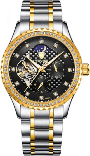 Business Automatic Mechanical Watches Waterproof Moon Phase Luminous Wristwatches carlien Men whim riddle watercolor adverse pest Diamond 