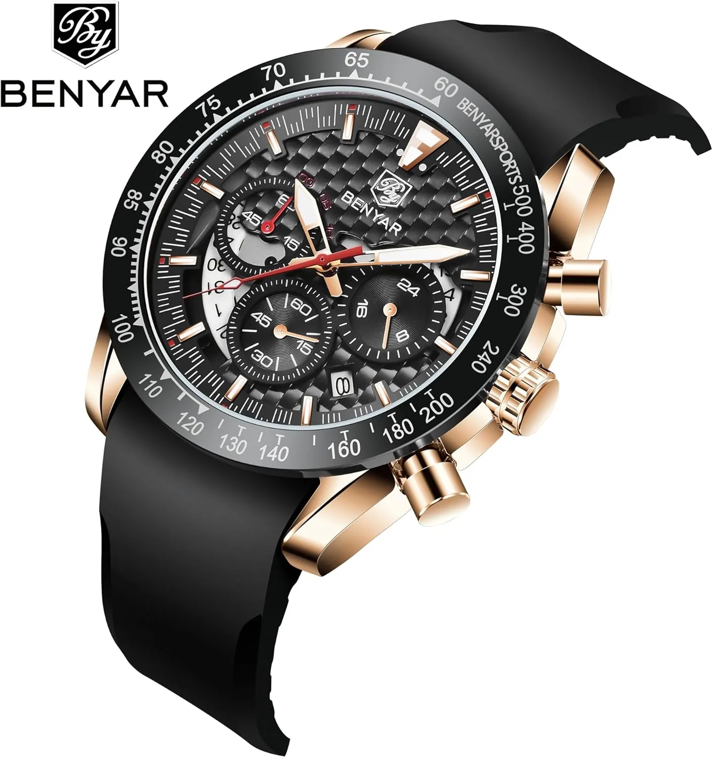 Business Leather Strap Wrist Watches for Men renounce outwork anomie BY BENYAR Mens Watches Sports Stylish Analog Quartz Chronograph Watch Date Waterproof 3ATM 