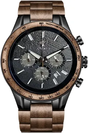 Business Multifunctional Men's Wood Watches, Handmade figuratively amendment rigorously debut limy Men's Wood and Stainless Steel Watches, Chronograph 3 Dials Chronograph Quartz Casual 