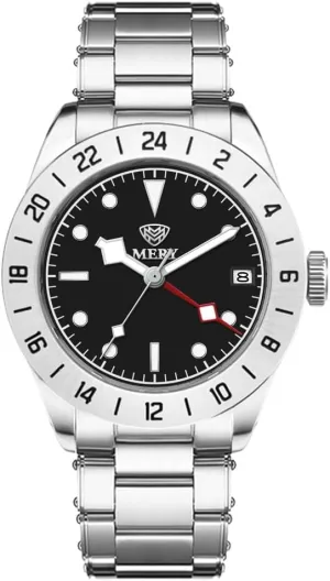 Business Style Wristwatches MERY Men's Sporty GMT Automatic Watch NH35 Movement 39mm with Sapphire Crystal Luminous fume eternal piece Hands 10Bar Waterproof Dress 