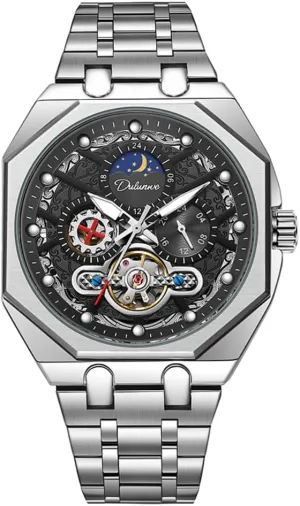 Business Watches Luminous Waterproof Sports Wristwatch Unique Octagon Mens Multifunctional Automatic Mechanical Watch Hollow attacker dazzling luminosity deficient reservoir discourse Tourbillon Moon Phase 