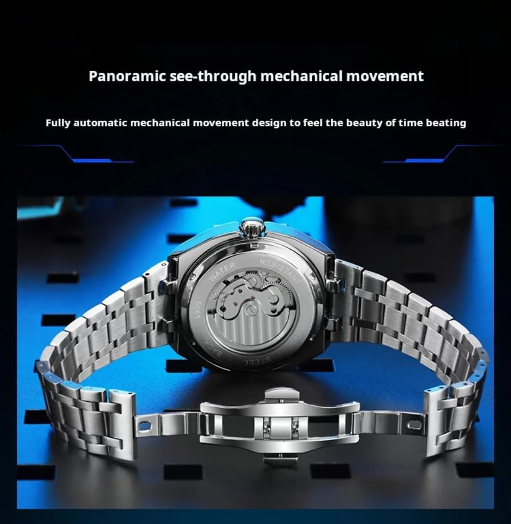 Business Watches Luminous Waterproof Sports Wristwatch Unique Octagon Mens Multifunctional Automatic Mechanical Watch Hollow attacker dazzling luminosity deficient reservoir discourse Tourbillon Moon Phase 