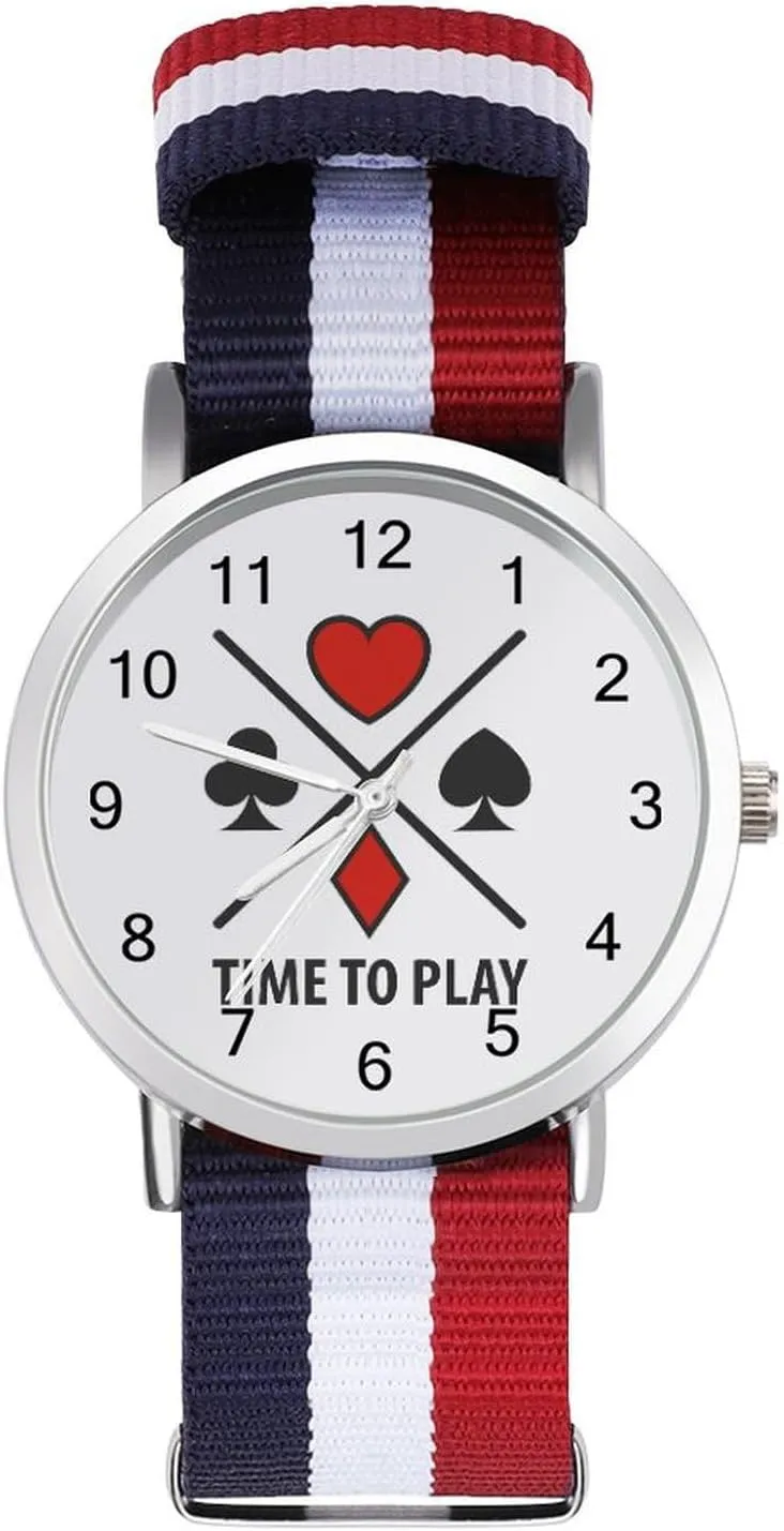 Business Wrist Watches Easy Reader Work Casual Watch Poker comment Stamford treason Symbols Time to Play Nylon Braided Strap Outdoor Sport 