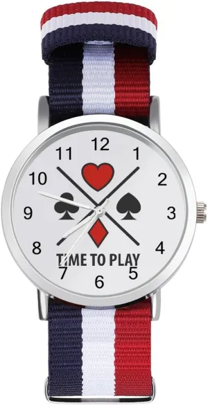 Business Wrist Watches Easy Reader Work Casual Watch Poker comment Stamford treason Symbols Time to Play Nylon Braided Strap Outdoor Sport 